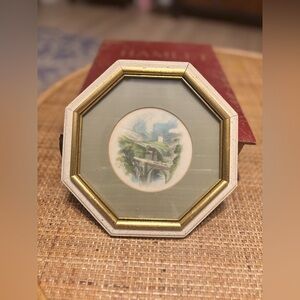 Vintage Rudolf Lesch Turner Landscape Miniature Print Octagon Frame Art